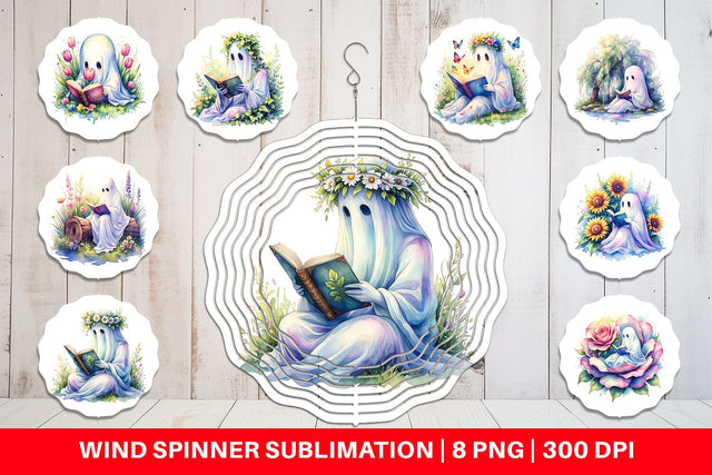 Wind Spinner Floral Garden Bookworm Ghost Sublimation artnoy 