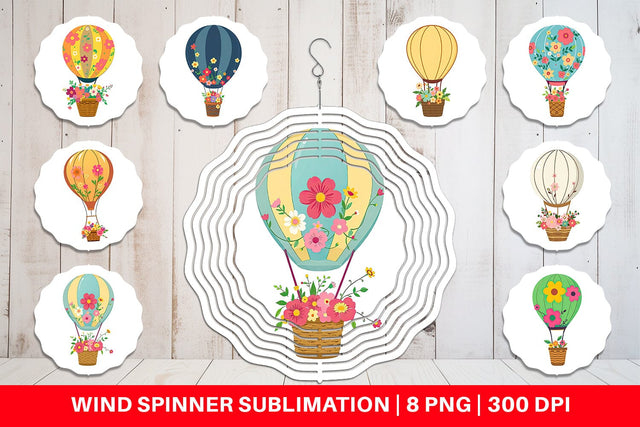 Wind Spinner Floral Hot Air Balloon Sublimation artnoy 