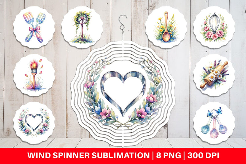 Wind Spinner Floral Kitchen Tools Decor Sublimation artnoy 