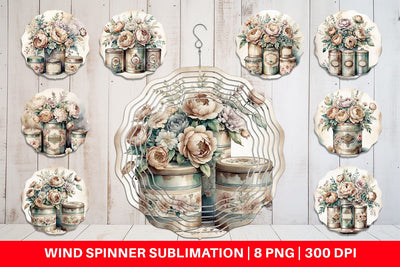 Wind Spinner Floral Metal Tin Sublimation artnoy 