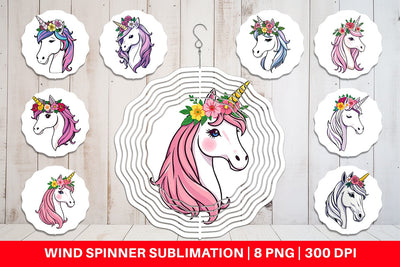Wind Spinner Floral Unicorn Sublimation artnoy 