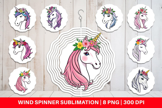 Wind Spinner Floral Unicorn Sublimation artnoy 