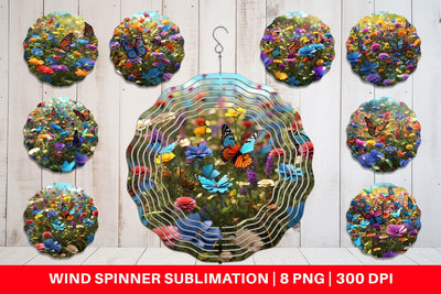 Wind Spinner Flower and Butterfly Sublimation artnoy 