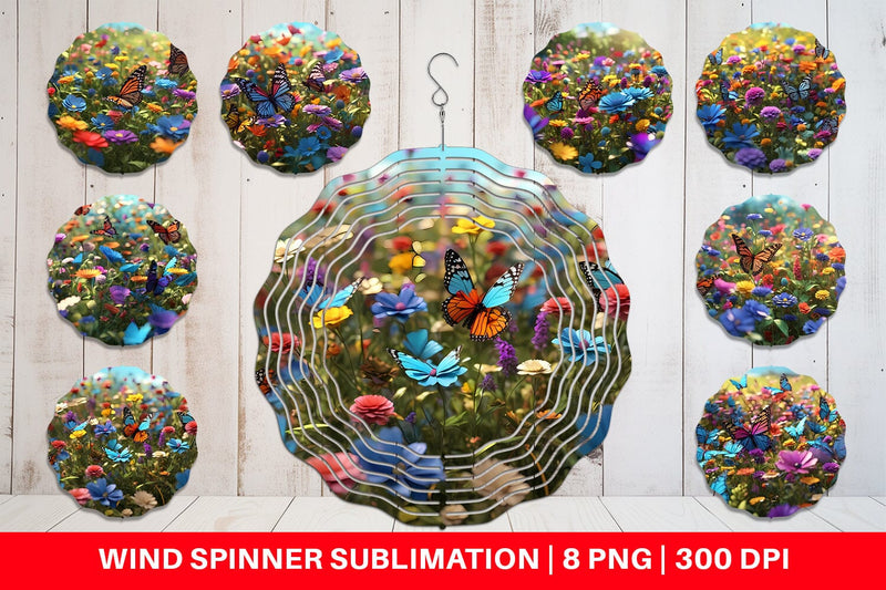 Wind Spinner Flower and Butterfly Sublimation artnoy 