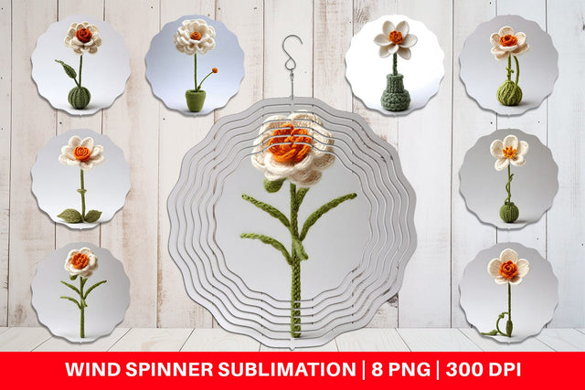Wind Spinner Flower Embroidery Sublimation artnoy 
