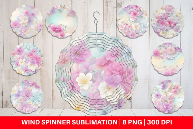 Wind Spinner Flower Pastel Pattern Sublimation artnoy 