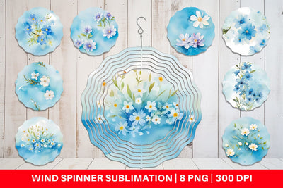 Wind Spinner Flower Pattern Watercolor Sublimation artnoy 