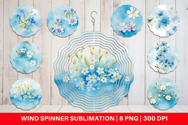 Wind Spinner Flower Pattern Watercolor Sublimation artnoy 