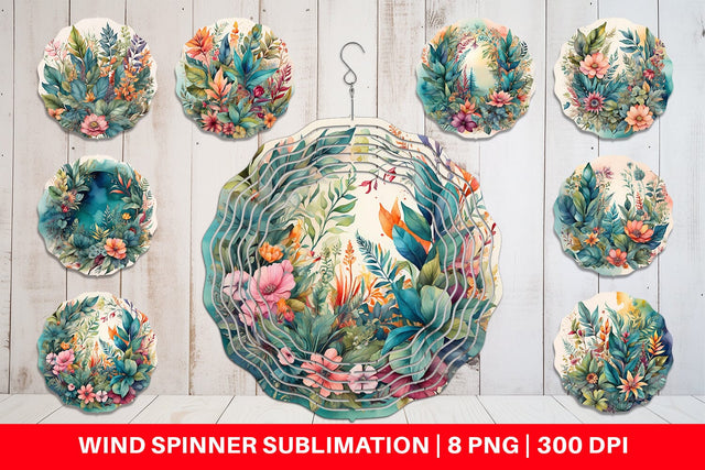 Wind Spinner Flower Plant Watercolor Sublimation artnoy 