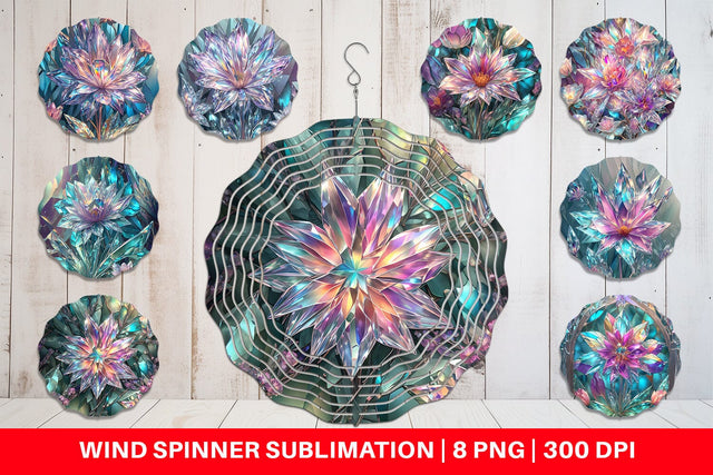 Wind Spinner Flower Stained Glass Sublimation artnoy 