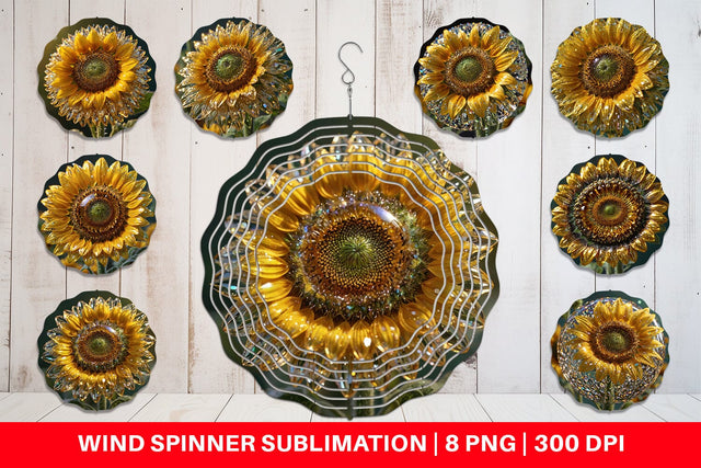 Wind Spinner Flower Sunflower Glitter Sublimation artnoy 