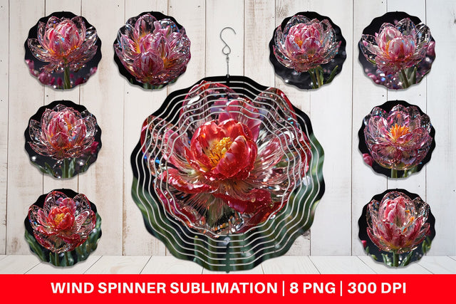 Wind Spinner Flower Tulips Glitter Sublimation artnoy 