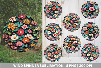 Wind Spinner Flowers Colorfuld Sublimation artnoy 