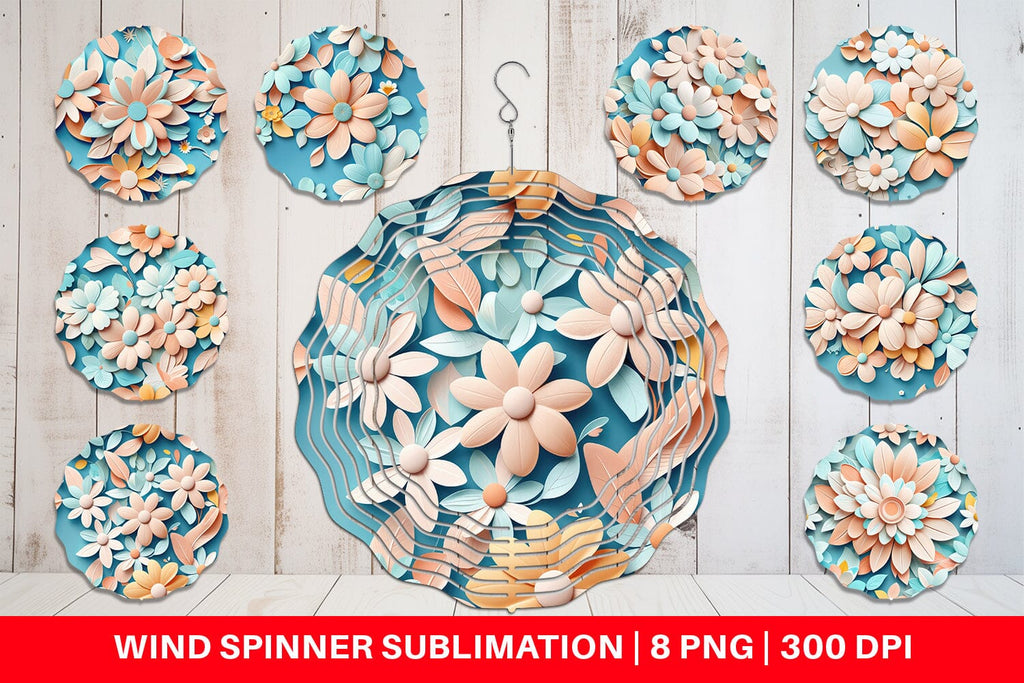 Wind Spinner Flowers Pastel Pattern - So Fontsy