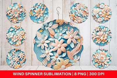 Wind Spinner Flowers Pastel Pattern Sublimation artnoy 