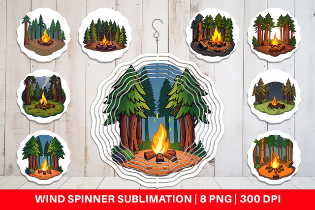 Wind Spinner Forest Campfire Sublimation artnoy 
