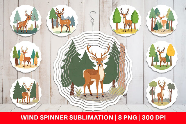 Wind Spinner Forest Deer Sublimation artnoy 