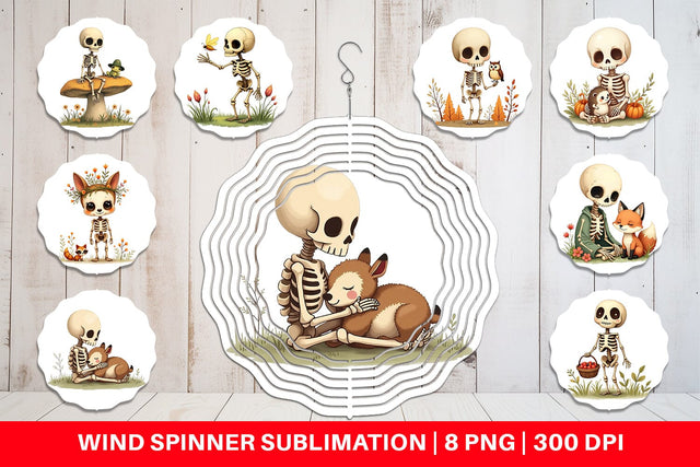Wind Spinner Forest Familiar Skeletons Sublimation artnoy 