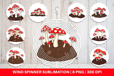 Wind Spinner Forest Mushrooms Sublimation artnoy 