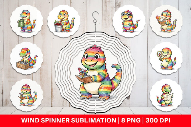 Wind Spinner Forest Scout Dino Watercolor Sublimation artnoy 