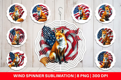 Wind Spinner Fox 4th of July Sublimation artnoy 