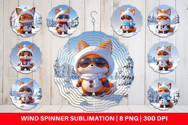 Wind Spinner Fox Christmas Sublimation artnoy 