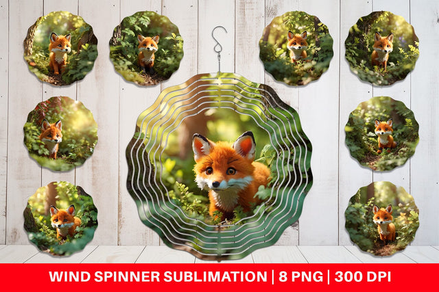 Wind Spinner Fox in Summer Forest Sublimation artnoy 