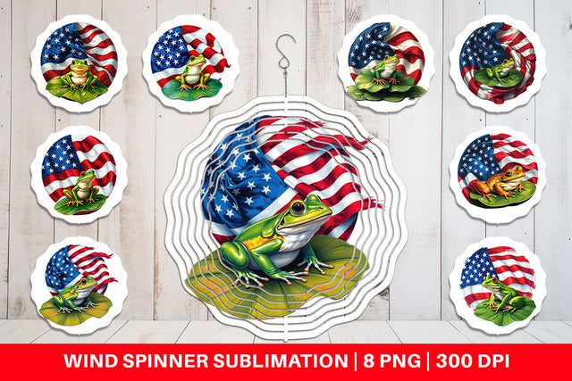 Wind Spinner Frog 4th of July Sublimation artnoy 