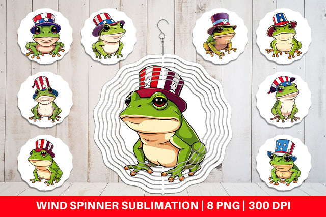 Wind Spinner Frog Patriotic Sublimation artnoy 