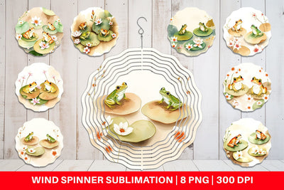 Wind Spinner Frog with Lily Pads Sublimation artnoy 