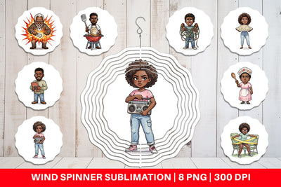 Wind Spinner Funny Black Family Cookout Sublimation artnoy 