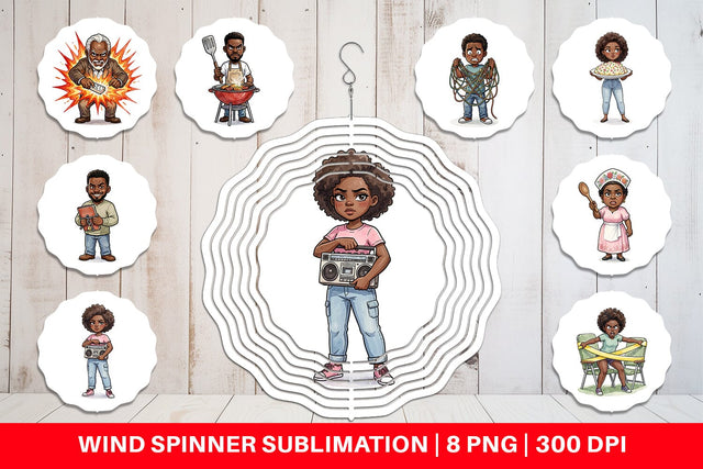 Wind Spinner Funny Black Family Cookout Sublimation artnoy 