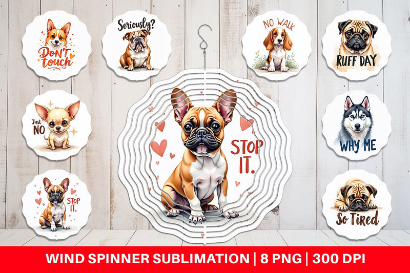 Wind Spinner Funny Dog Watercolor Big Eye Sublimation artnoy 