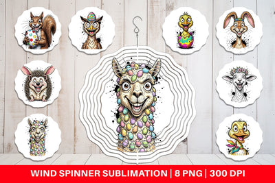 Wind Spinner Funny Easter Animal Sketch Sublimation artnoy 