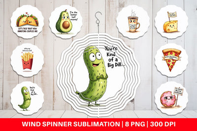 Wind Spinner Funny Food Puns Valentine Sarcastic Love Bites Watercolor Sublimation artnoy 