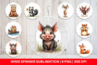 Wind Spinner Funny Morning After Forest Animals Watercolor Sublimation artnoy 