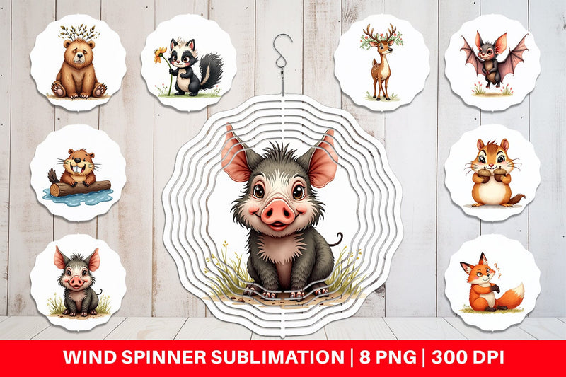 Wind Spinner Funny Morning After Forest Animals Watercolor Sublimation artnoy 