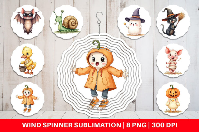Wind Spinner Funny Spooky Faces Sublimation artnoy 