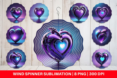 Wind Spinner Futuristic Purple Heart Sublimation artnoy 