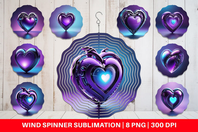 Wind Spinner Futuristic Purple Heart Sublimation artnoy 