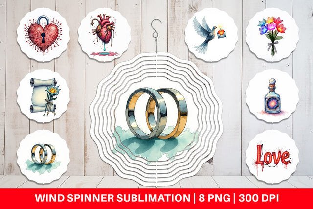 Wind Spinner Galactic Affection Sci-Fi Love Symbols Sublimation artnoy 