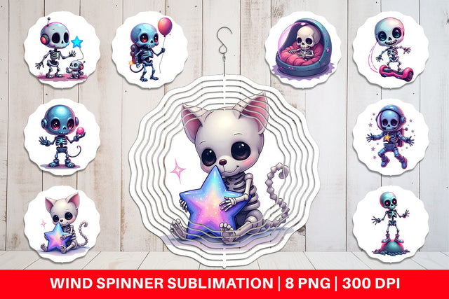 Wind Spinner Galaxy Skeletons Sublimation artnoy 