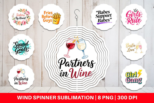 Wind Spinner Galentine's Day Watercolor Quotes Sublimation artnoy 