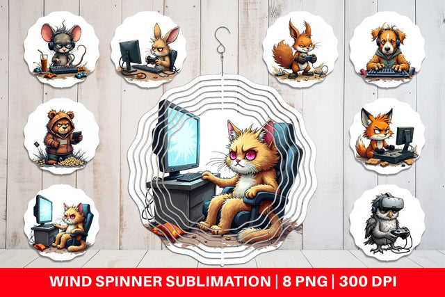 Wind Spinner Gamer Critters Sublimation artnoy 