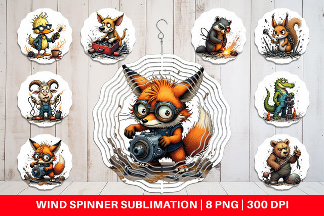 Wind Spinner Garage Chaos Critter Sublimation artnoy 