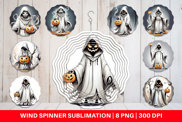Wind Spinner Ghost and Pumpkin Sublimation artnoy 