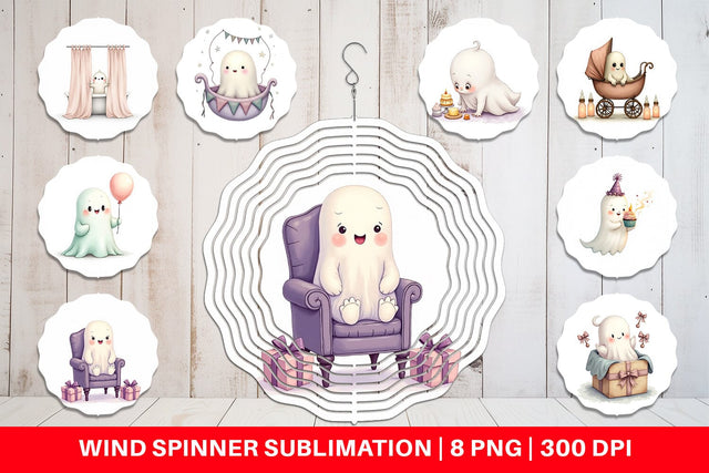 Wind Spinner Ghost Baby Shower Sublimation artnoy 