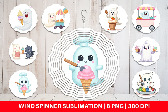 Wind Spinner Ghost Ice Cream Sublimation artnoy 