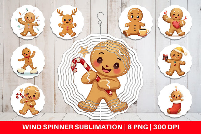 Wind Spinner Gingerbread Christmas Joy Sublimation artnoy 