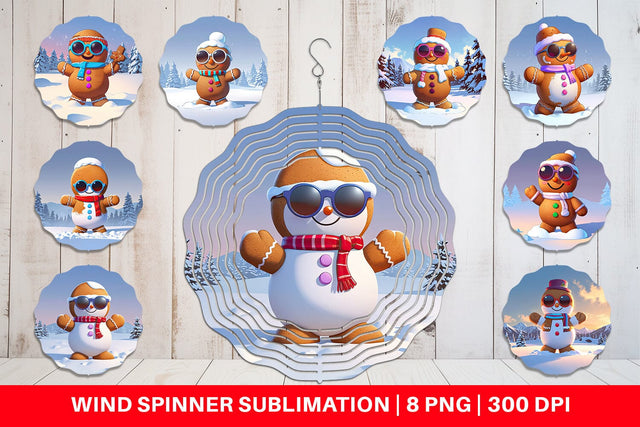 Wind Spinner Gingerbread Christmas Sublimation artnoy 